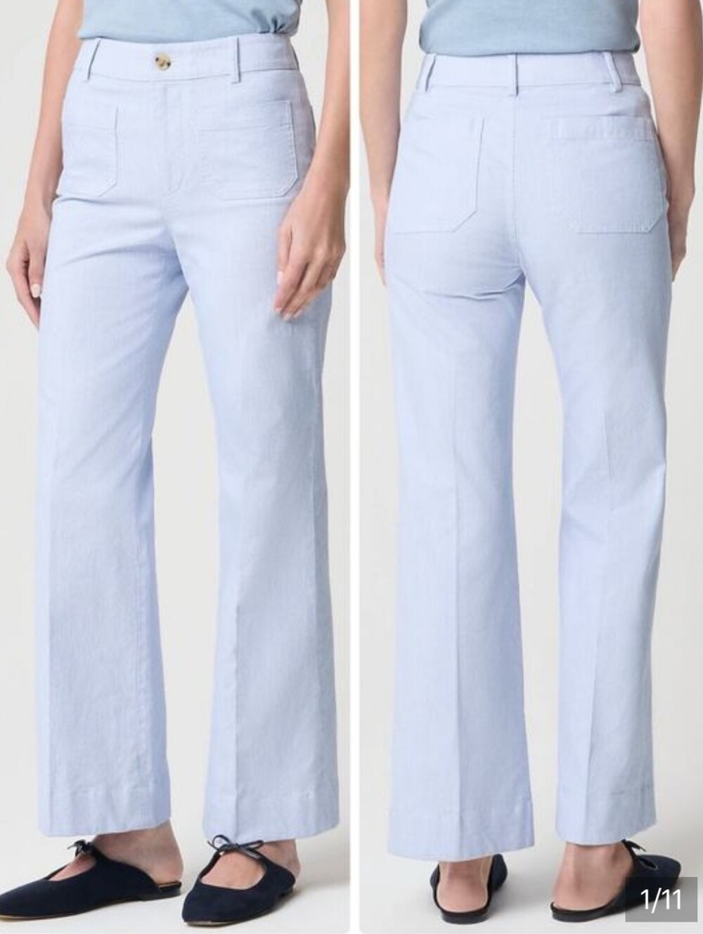 J. Crew Lizzie Wide Leg Pant Blue White Stripe NWT Sz28